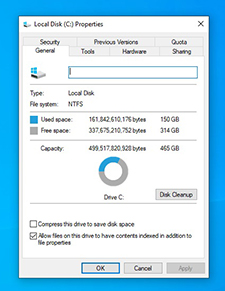 Hard drive capacity screenshot.